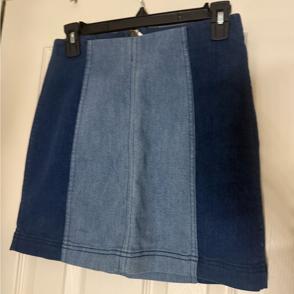 Free People Denim Colorblock Skirt